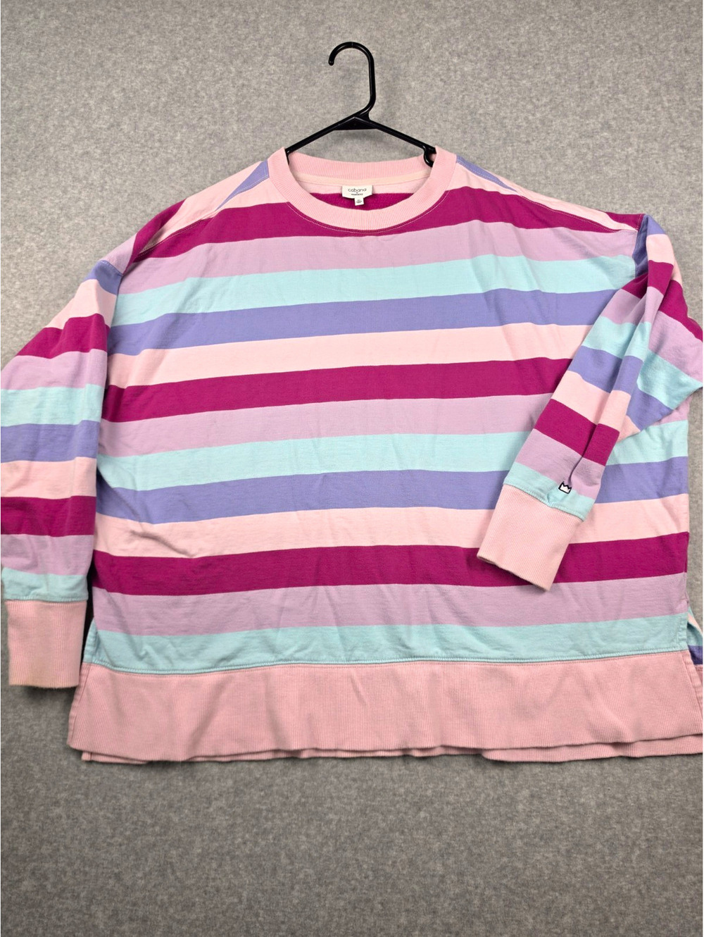 Cabana by Crown & Ivy Women's XL Striped Crewneck Pullover Oversized Sweatshirt
